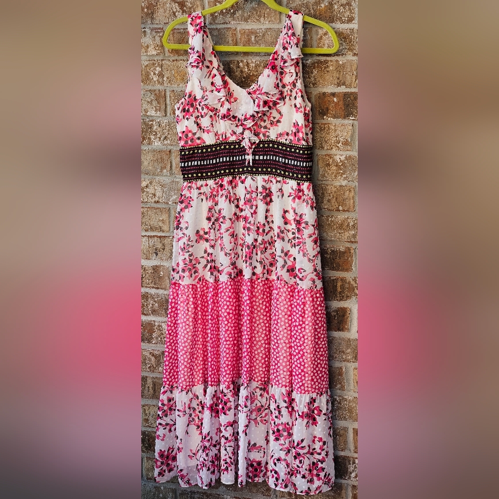 Taylor White/Fushia/Black Maxi Dress